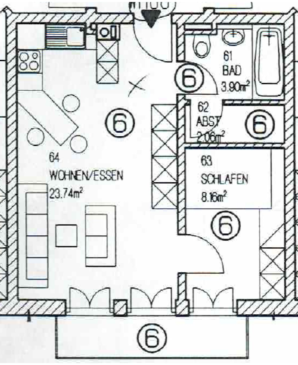 Alter Bauplan vor der Aufbereitung – technisch, schwer lesbar
